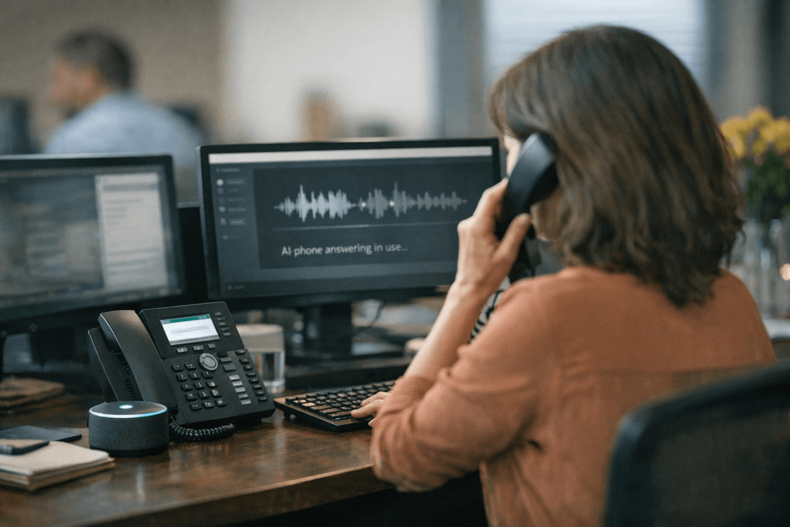AI Phone Answering Service for Small Business: What Happens After featured image background